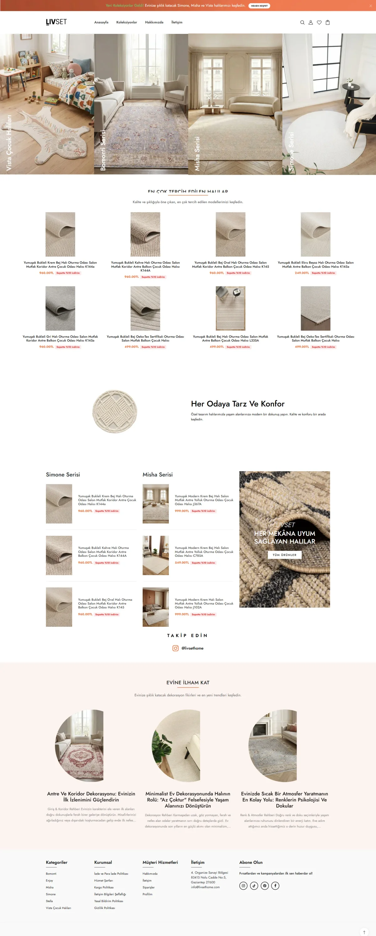 Livset Home store homepage