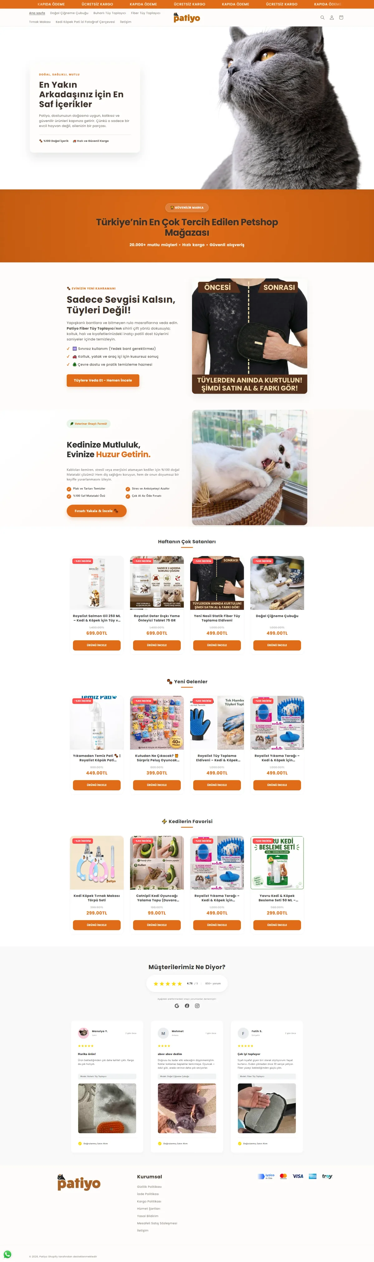 Patiyo store homepage