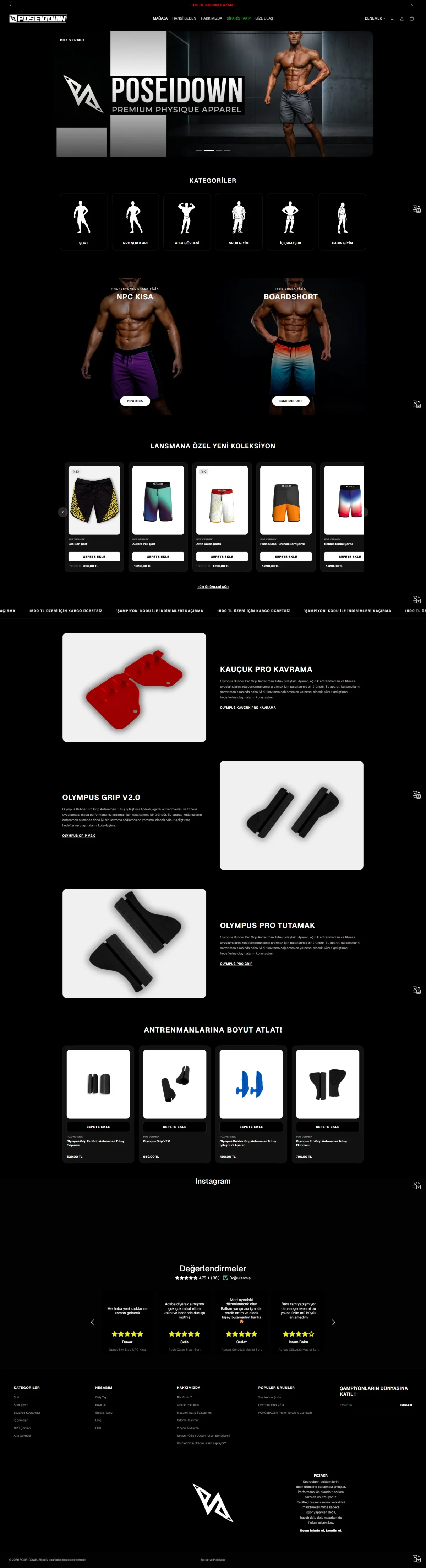 Pose I Down store homepage