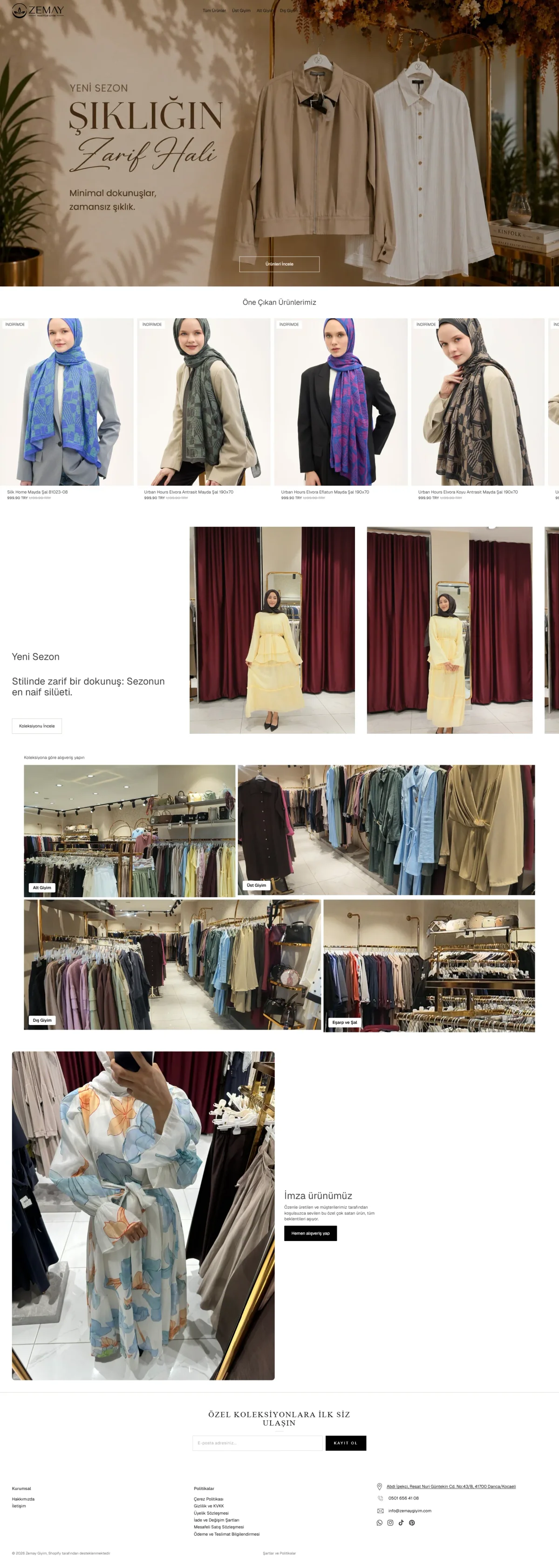 Zemay Giyim store homepage