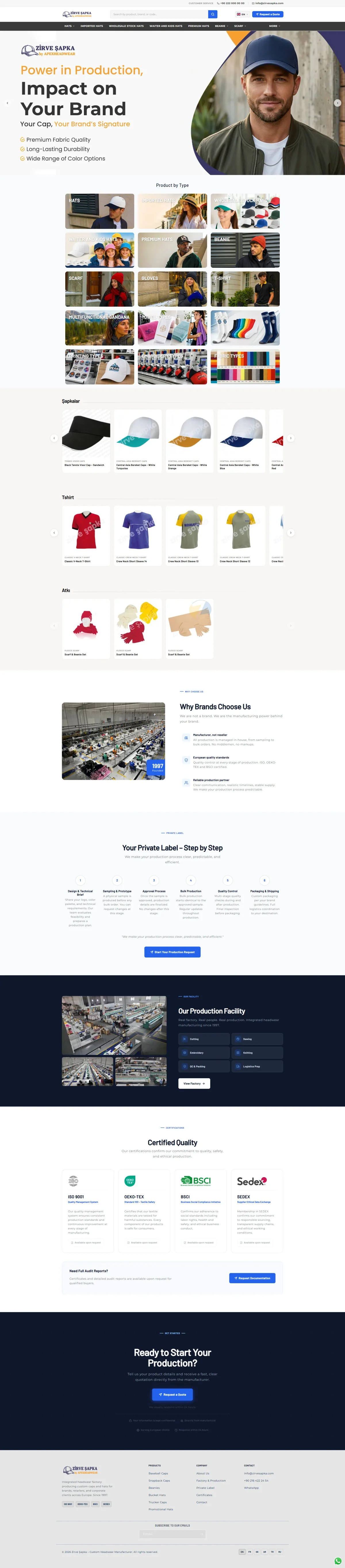 Zirve Şapka store homepage